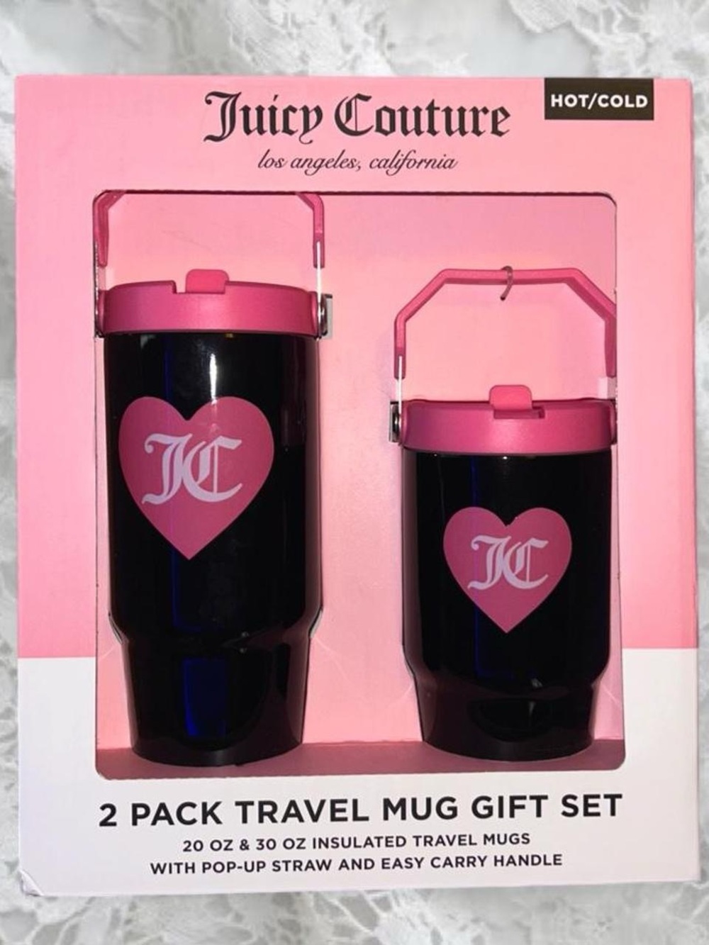 Juicy Couture Flip Flow Mommy & Me Matching Travel Mugs Gift Set in Black 💗